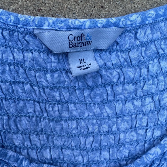 Croft & Barrow Blue Maxi A-Line Skirt with Smocked Detail Size XL - Picture 2 of 8